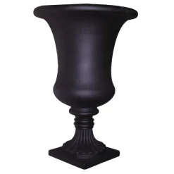 Tall Simple Classic Fiberglass Urn in Black