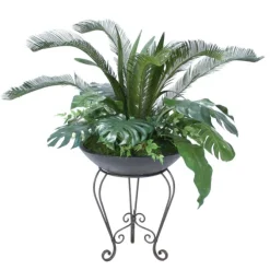 Tropical Greenery Mix in Metal Plant Stand