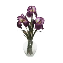 Waterlook® Amethyst Bearded Iris with Blades in Victoria Glass Vase