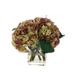 Waterlook® Amethyst Hydrangea Nosegay in Rectangular Glass Vase