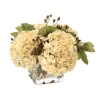 Waterlook® Beige Hydrangeas, Brown Hypercum Berries in Square Glass Vase