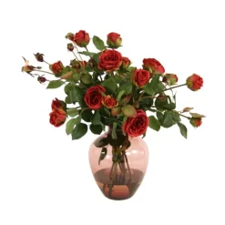 Waterlook® Burgundy Garden Roses in Plumvictoria Vase
