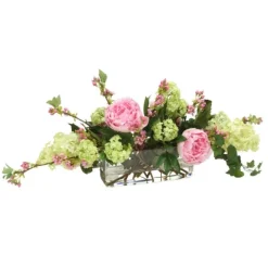Waterlook® Deluxe Spring Mix in Low Rectangle Glass Vase
