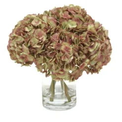 Waterlook® Green-Amethyst Hydrangeas in Glass Cylinder