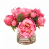 Waterlook® Hot Pink Peonies in Round Glass Vase
