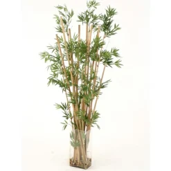 Waterlook® Leafy Bamboo in Tall Rectangular Glass Vase