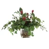 Waterlook® Mixed Greenery, Plum Berries in Glass Cube