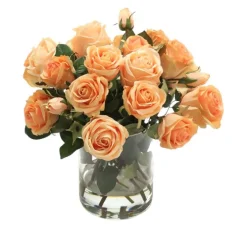 Waterlook® Peach Roses in Glass Cylinder