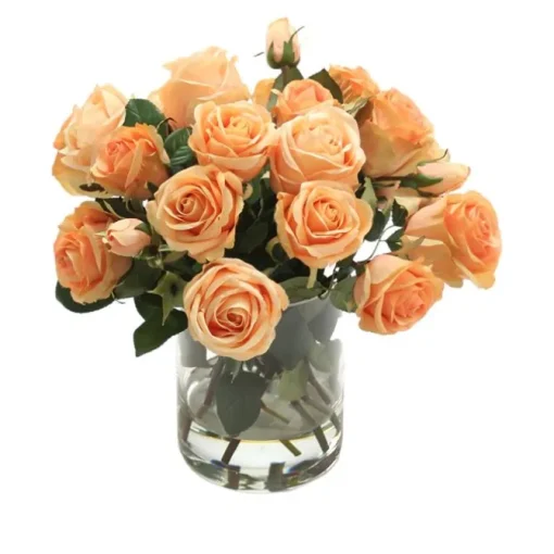 Waterlook® Peach Roses in Glass Cylinder