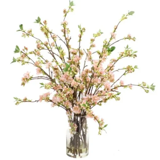Waterlook® Pink Pear Blossoms in Glass Cylinder