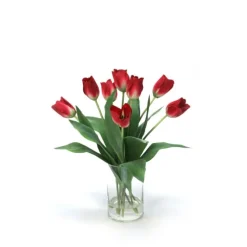 Waterlook® Red Tulips in Glass Cylinder Vase