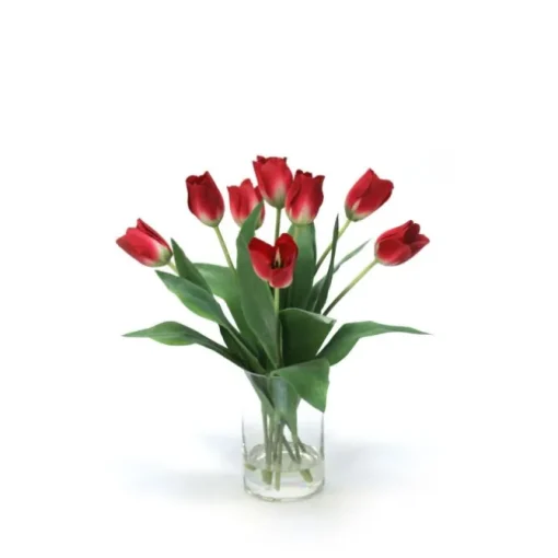 Waterlook® Red Tulips in Glass Cylinder Vase