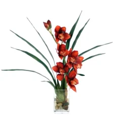 Waterlook® Rust Orchid Blades in Rect. Vase