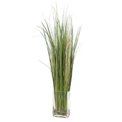 Waterlook® Tall Grass with Mixed Rocks in Clear Rectangle Glass