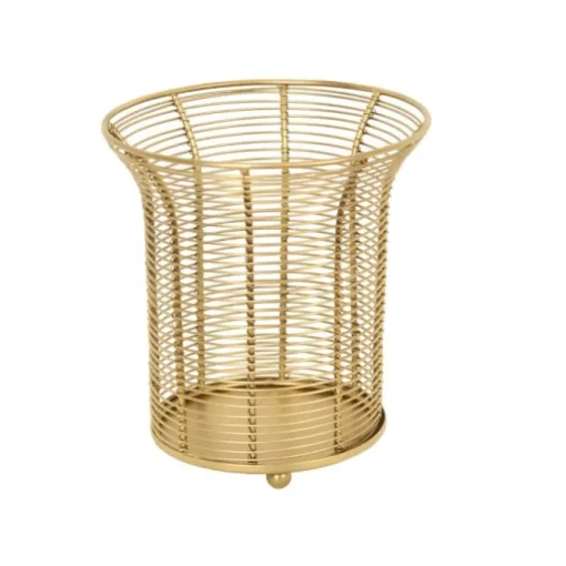 Wire Coil Basket with 4 Ball Feet in a Gold Finish